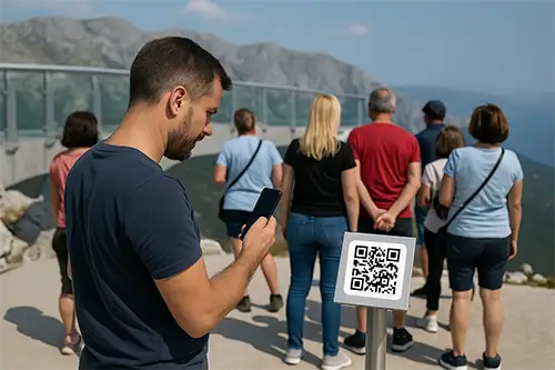 QR kod postavljen ispred Skywalka na Biokovu