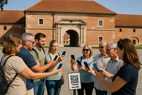 QR kod postavljen ispred Tvrđe u  Osijeku